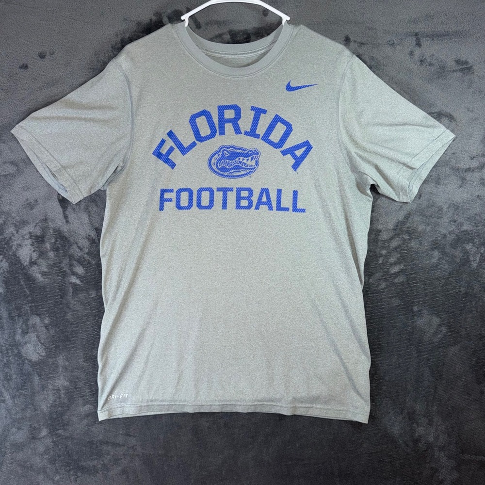 Mens Large Nike Florida Football Shirt Gray Excellent Dri-FIT Gators Tee